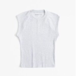 Abercrombie  Essential Tuckable Shell Rib Tee, Light Grey, Size XL